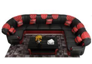Modern Black with Red Living Room Furniture Fabric Set Design Sofa