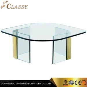 Stunning Waterfall Scalloped Brass and Glass Coffee Table