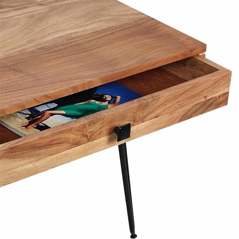 Brown Wooden Coffee Table with a Drawer
