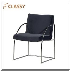 Morden Design Black Navy Blue Velvet Dining Chair with Armrest for Home or Restaurant