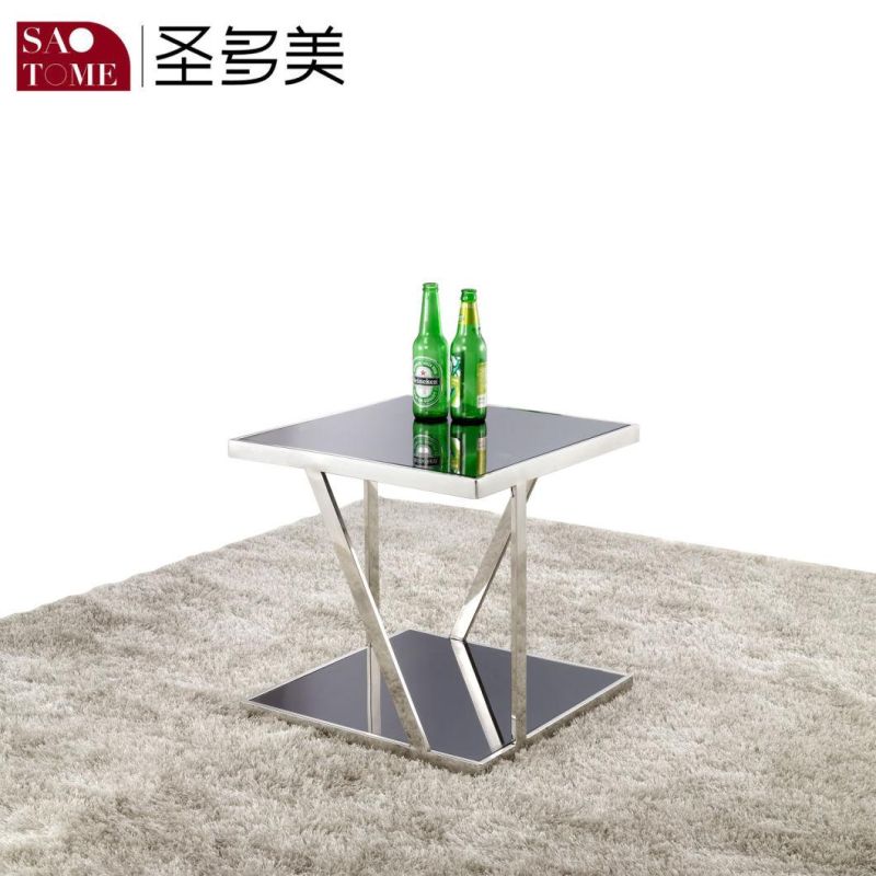 Modern Exquisite Furniture Black Glass Square End Table
