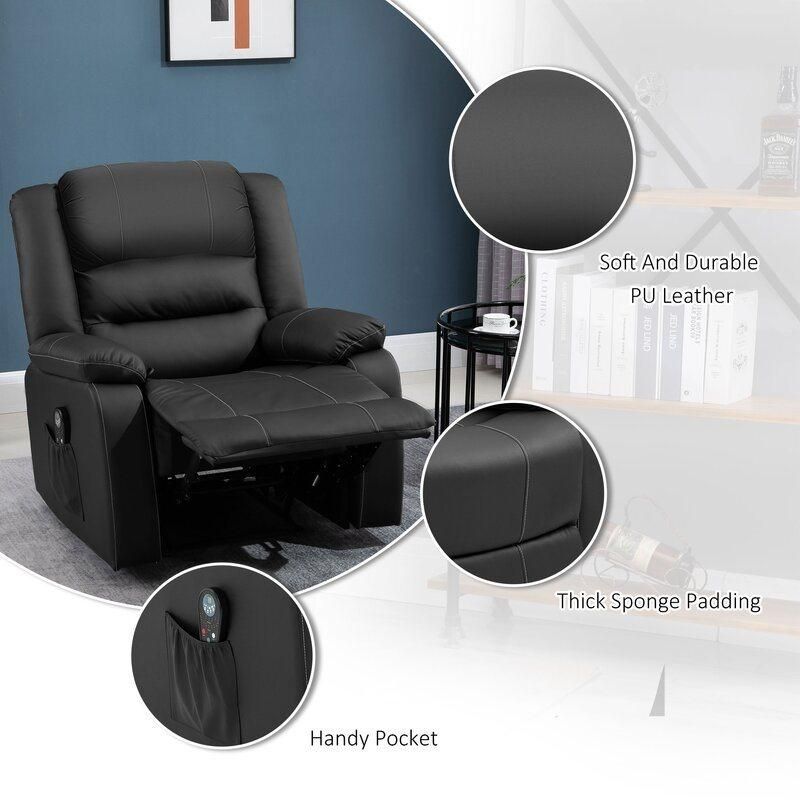 Jky Furniture Leather Manual Recliner Chair with Big Wingback and Inner Seat Width