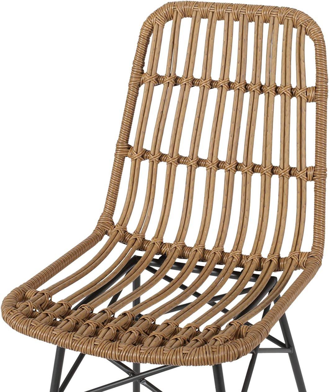 Outdoor Park Rattan Dining Chair Indoor Garden Furniture Metal Plastic Wicker Rattan Dining Chair
