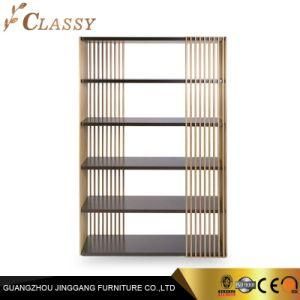 Quality Wire Brass Metal Bookcase with Wood