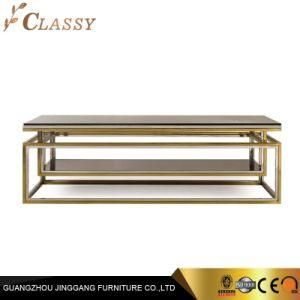 Luxury Modern Rectangle Smoked Glass Coffee Table for Living Room