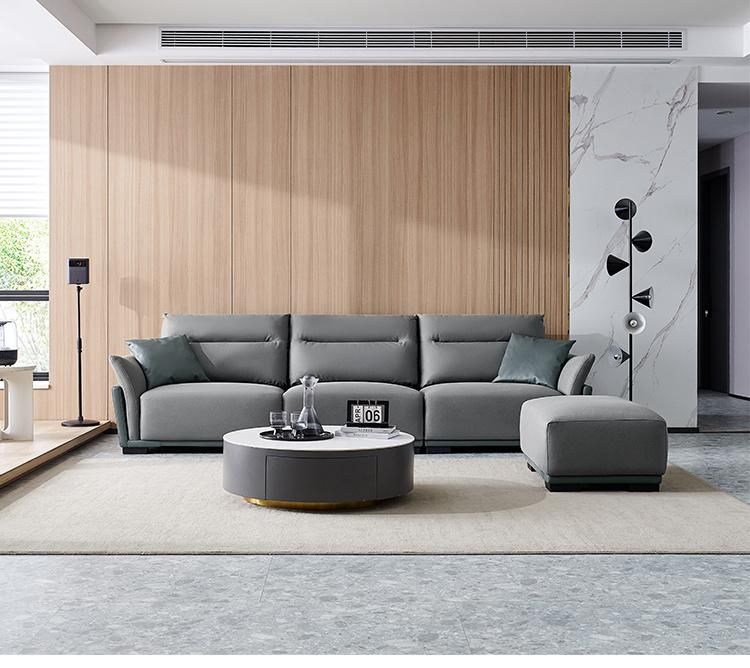 Good Service 7 European Home Living Room Set Furniture Genuine Leather Sofa Tbs060