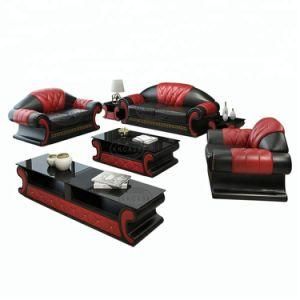 Luxury Furniture New Fashion Leather Sofa Leather 1+2+3 Red with Black Sofa Section