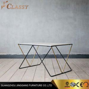 Modern Rectangular Marble Coffee Table with Metal Feet