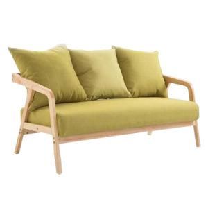 Modern Simple Solid Wood Fabric Sofa 3 Seat Sofa Grass Green for Living Room Furniture