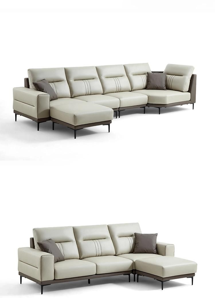 Wood Down Modern Design American Set Home Genuine Leather Sofa New Tbs061
