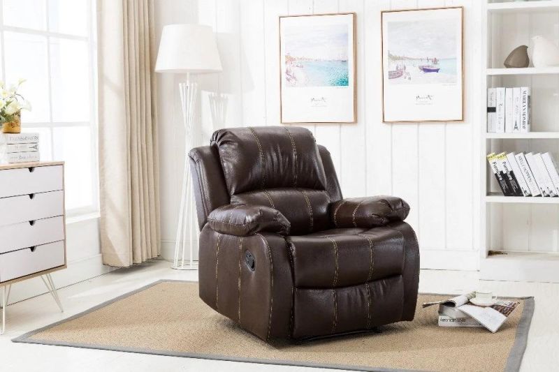 Jky Furniture Luxury Design Top Grain Leather Manual Recliner Sofa Set for (3+2+1) with Over-Filled Cushion and Customizable Functions