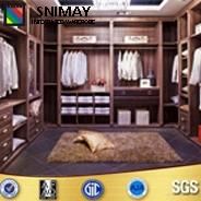 U Shape Dark Wood Modern Bedroom Wardrobes Clothes Storage Closet