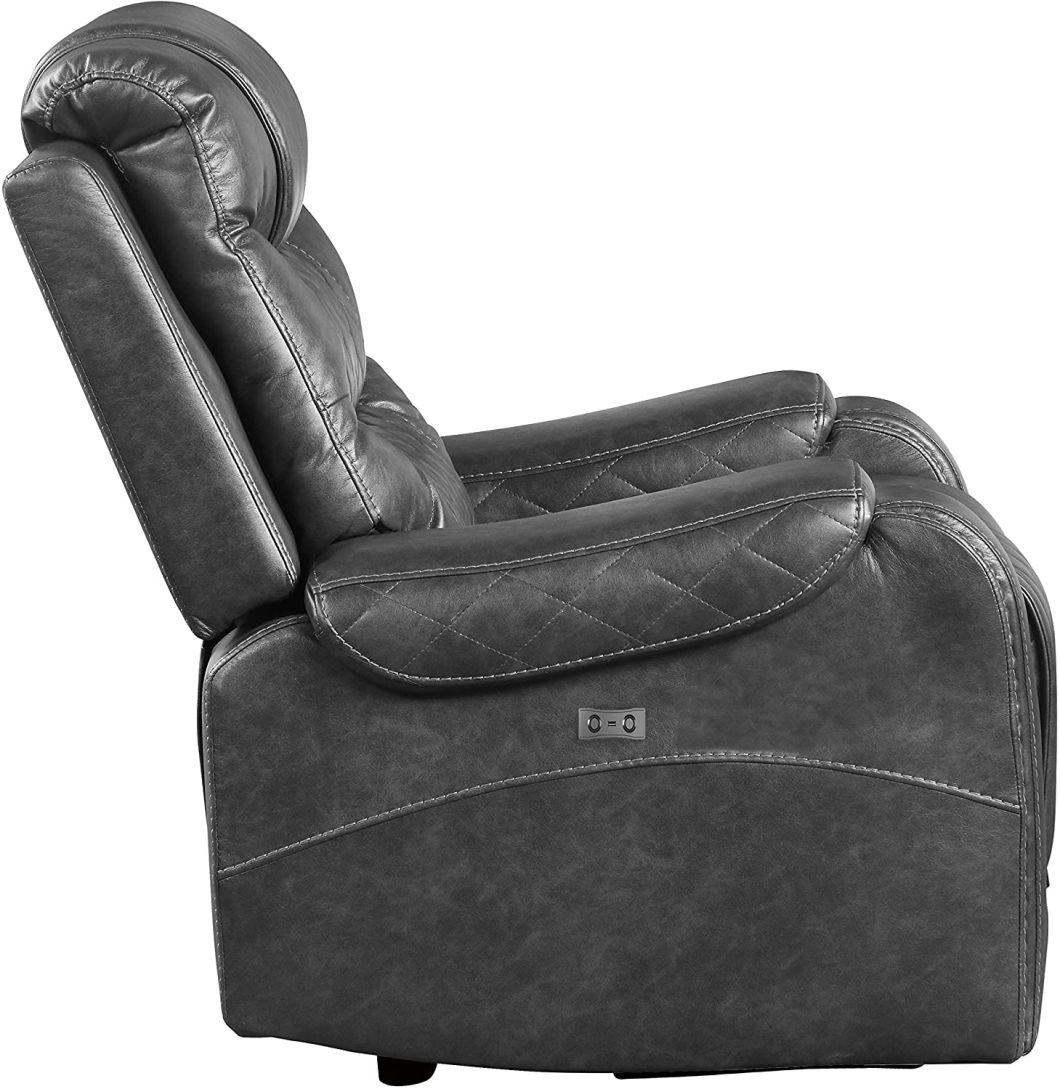 Jky Furniture Luxury Top Grain Leather Manual Recliner Sofa Set for (3+2+1) with Modern Diamond Shape