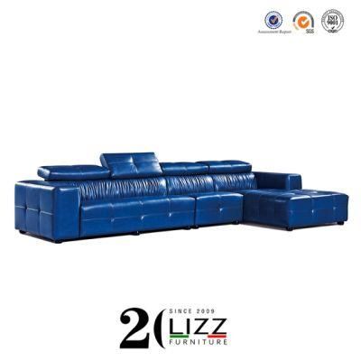 Hotel L Shape Sectional Corner Genuine Leather Sofa Set