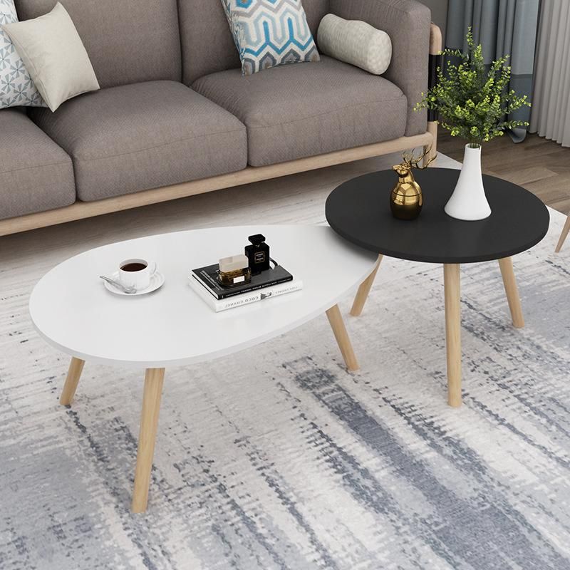 Elegant Table Design Raindrop Shape Solid Wood Furniture Nesting Coffee Table Sets