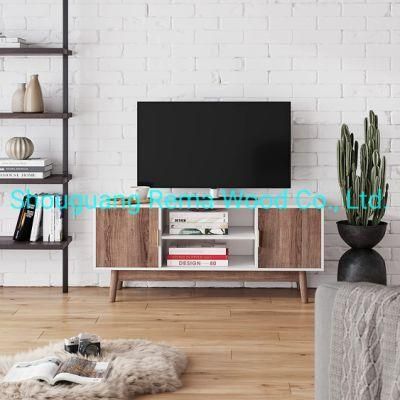 Modern TV Stand TV Cabinet Media Console with Wooden Frame Cabinet Doors