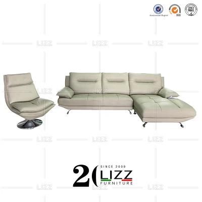 Classic Chesterfiled Design European L Shape Geniue Leather Corner Sofa Modern Wood Frame Furniture