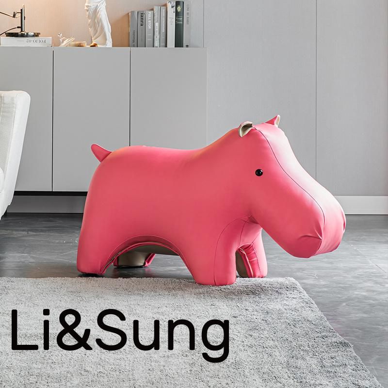 Li&Sung Modern Wooden Leg Stool Animal Shaping Stool Ottoman