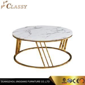 Modern Marble Coffee Table Gold Plated Stainless Steel Base