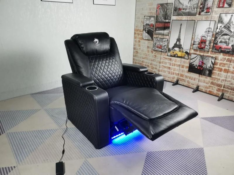 Jky Furniture 3 Piece Adjust Headrest Air Leather Power Recliner Home Theater Sofa Set with Two Type Coffee Table