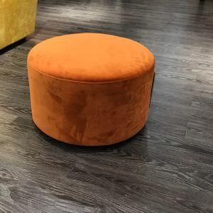 Orange Round Fabric Ottoman for Living Room Furniture