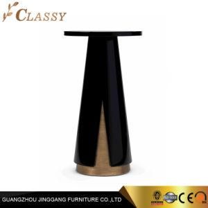 Modern Design Home Hotel Stainless Steel High Side Table with Golden Base and Wood Top