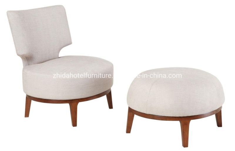 Modern Genuine Leather Home Furniture Living Room Chair with Stool