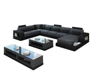 Factory Living Room U Shaped Sofa Set Large Unique Leather Sectional Corner Sofa