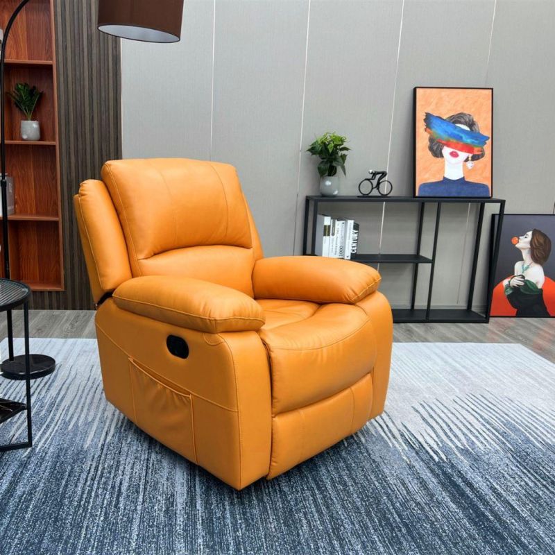 Jky Furniture Single Seat Leisure Synthetic Leather Manual Rocker and Swivel Recliner Chair for Living Room