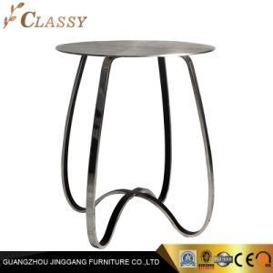 Hotel Furniture Flower Based with Matta Silver Knurling Top Small Bed Side Table