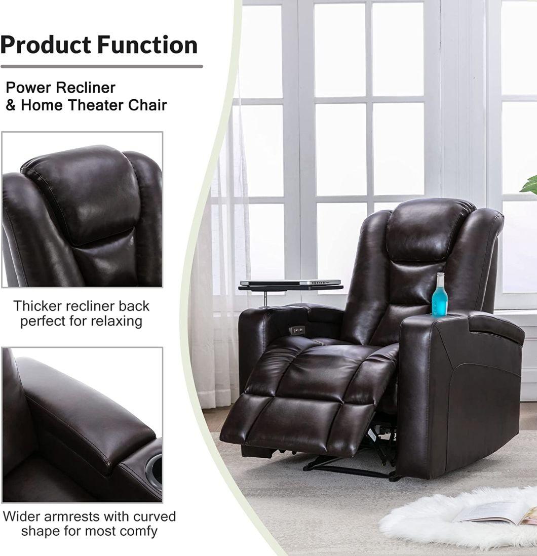 Jky Furniture Modern Design Leather Home Theater Power Recliner Sofa Set with Customerization Functions