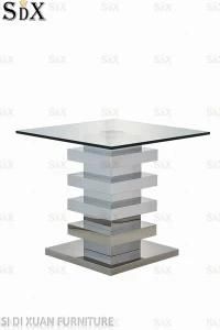 Simple Design Clear Glass Top End Table Stainless Steel Lamp Side Table for Living Room Furniture