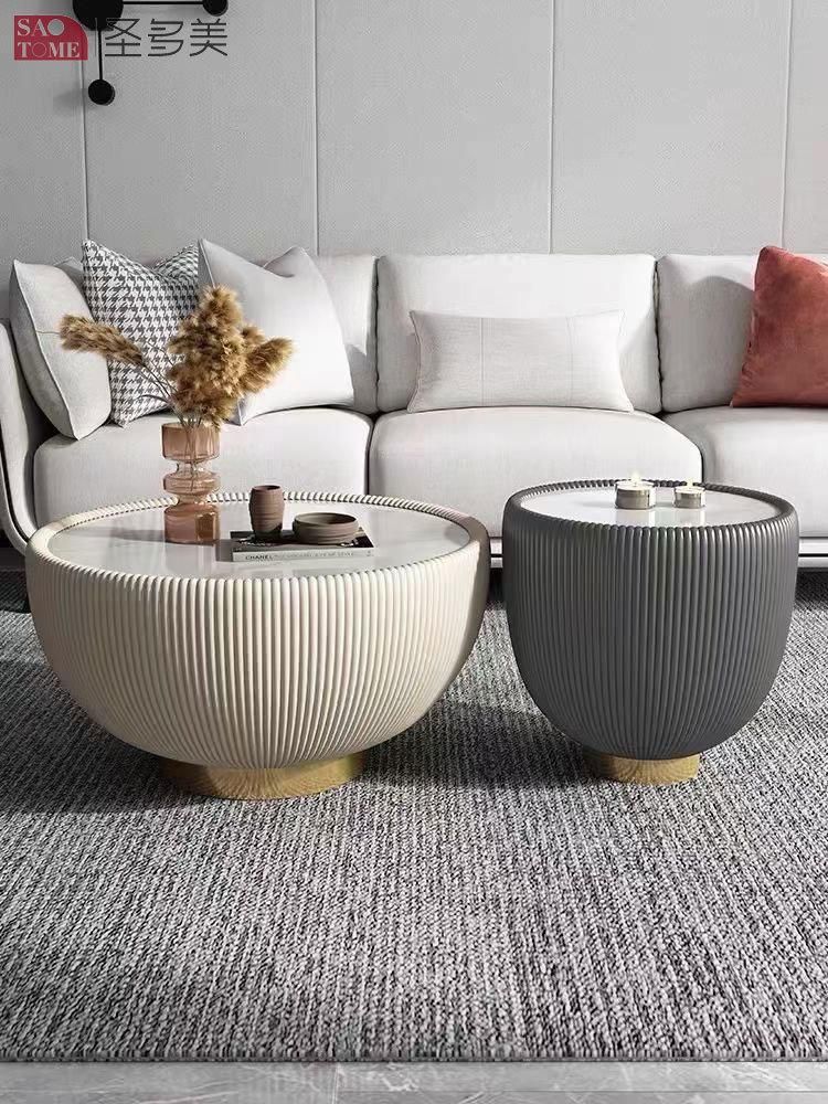 New Style Home Furniture Living Room Coffee Table Metal PU Leather Round Side Table Bedroom Table Melamine Laminated Tea Table