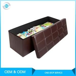 Leather Storage Folding Ottoman Bench / Ottoman Pouf