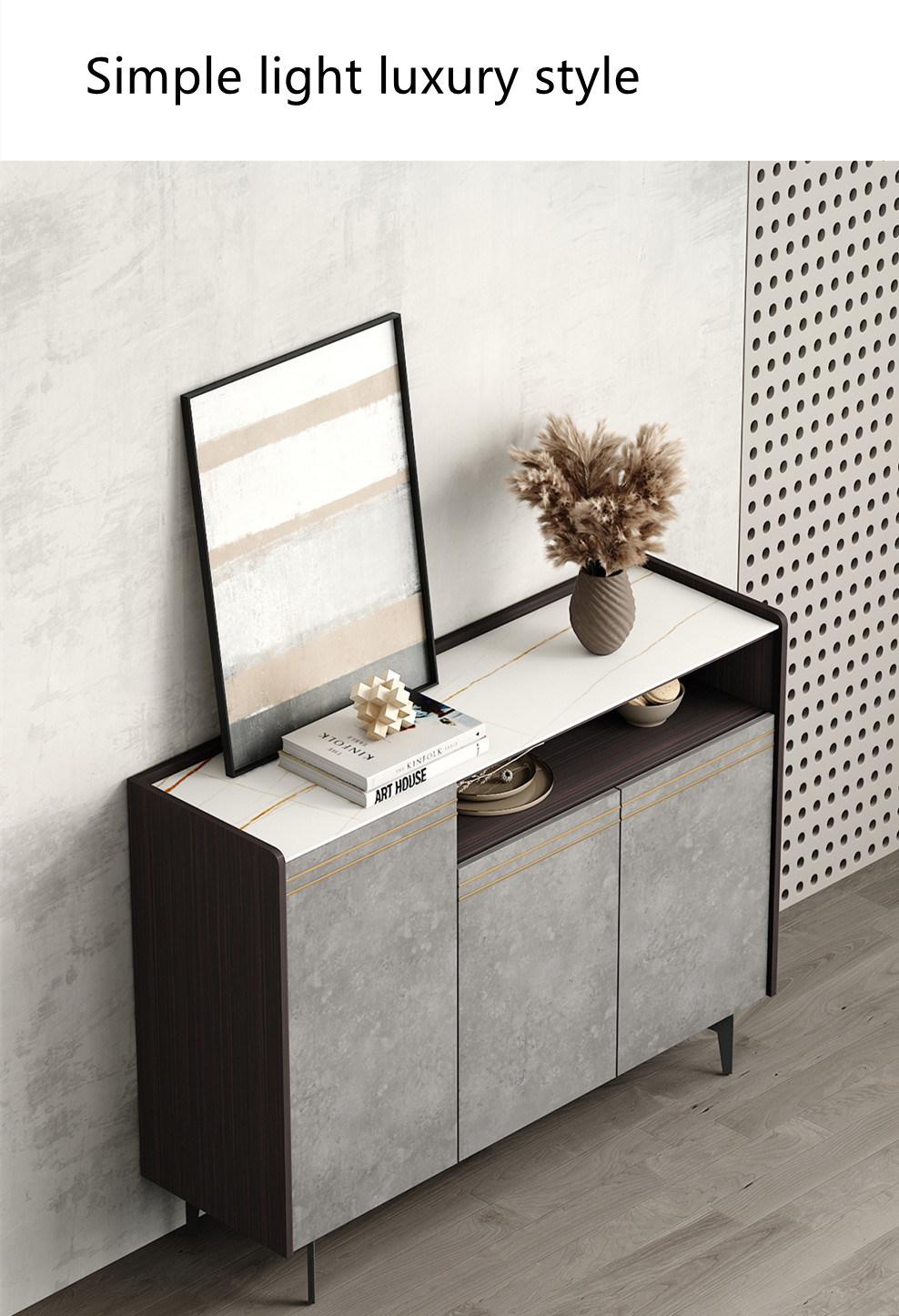 Light Luxury Style Log Color Lockable Living Room Home Furniture Wooden Storage Cabinet