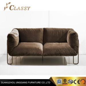 Living Room Hotel Furniture Curved Tube Steel Classical Leather Fabric Sofa Couch