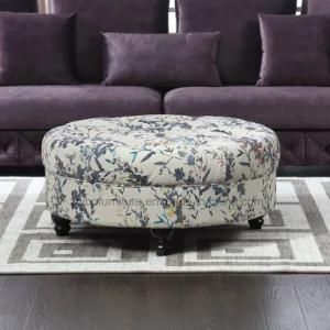 Round Ottoman with Fabric Upholstered