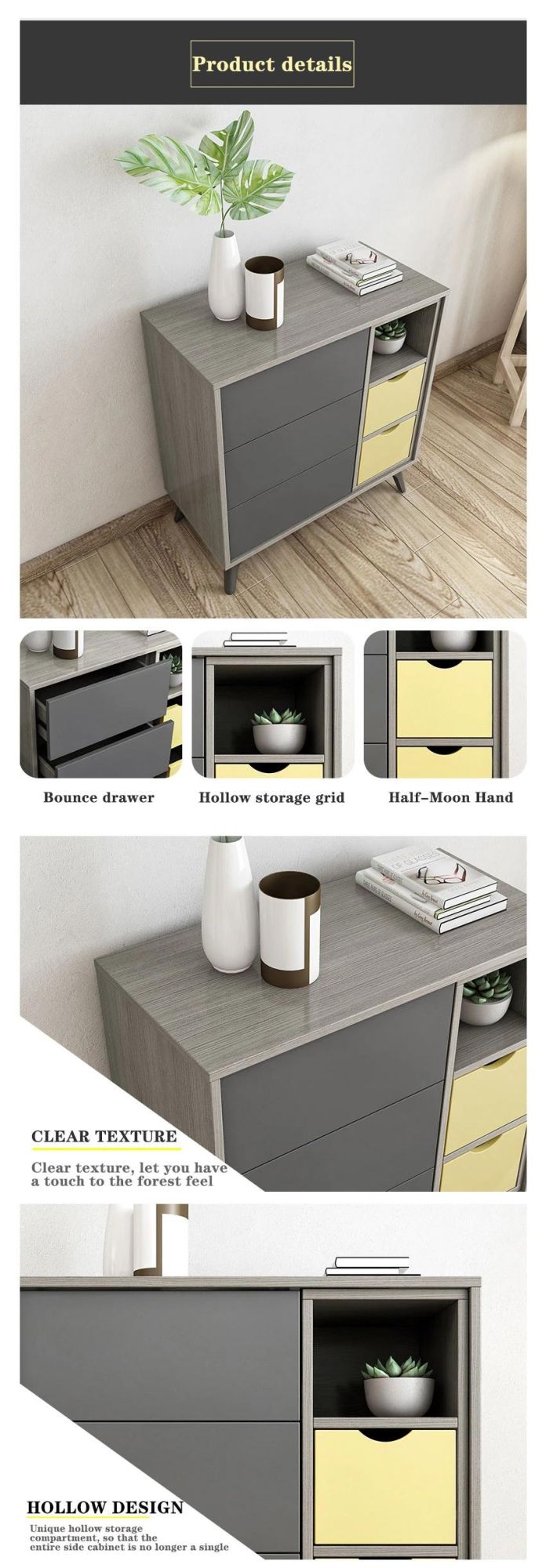 Nordic Style Living Kitchen Cabinet Side Cupboard Office File Case Wooden Locker