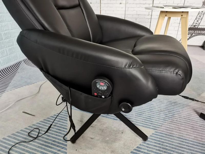 Jky Furniture Stressless Technology Fabric Leisure Recliner Chair with Ottoman and 8 Points Vibration Massage Function