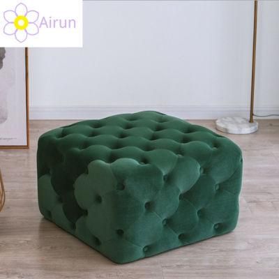Nordic Leisure Stool Blue Velvet Ottoman Stool