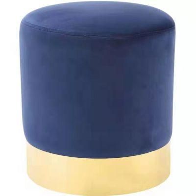 New Chair Living Room Furniture Nordic Velvet Ottoman Foot Stool Round Ottoman Stool