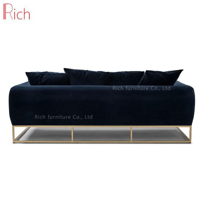 Factory Direct Sale Blue Velvet Sofa Classic Wood Frame Sofa Set
