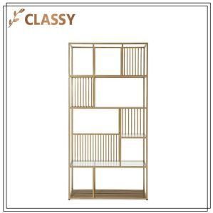 Modern Golden Metal Wire Bookcase Display Rack Side Shelf for Living Room