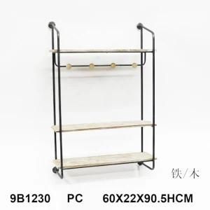 5 Tier Antique Vintage Decorative Wooden/Metal Wall Shelf for Book Furniture