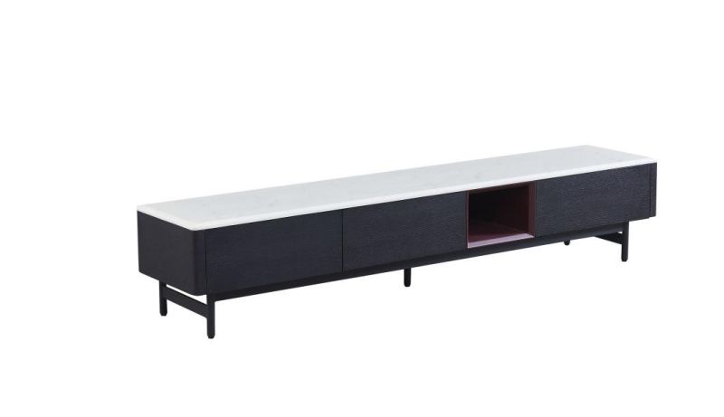 Cj-902 Coffee Table /Marble Top /MDF with Burned Oak Veneer/ Metal Coating Base