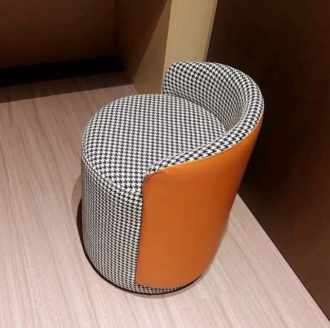 Swivel Vanity Chair Dressing Stool Lamb′s Wool Leather Backrest