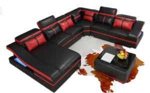 Modern Contemporary Sectional Corner Leather Living Room Black Sofa