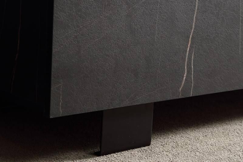 Black and White Marble Pattern Melamine Board and Solid Wood TV Cabinet