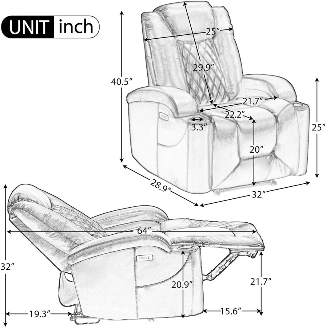 Jky Furniture Leather Home Theater Power Recliner Seating Set with Customerization Functions