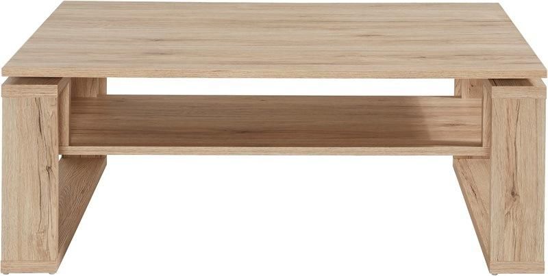 Light Brown Wooden Coffee Table with a Base